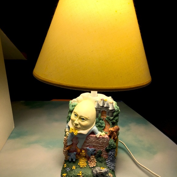 HUMPTY DUMPTY LAMP HAND PAINTED FABRIC SHADE 90s - Picture 13 of 16